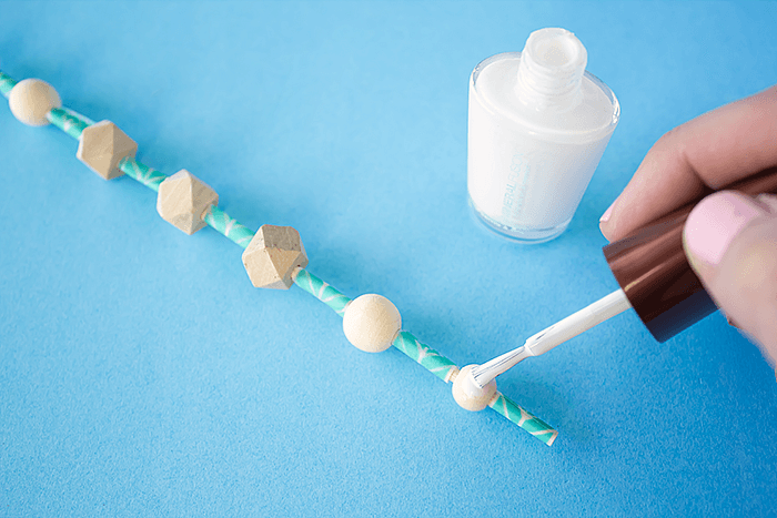 Apply white base // DIY a Bead Necklace Using Nail Polish
