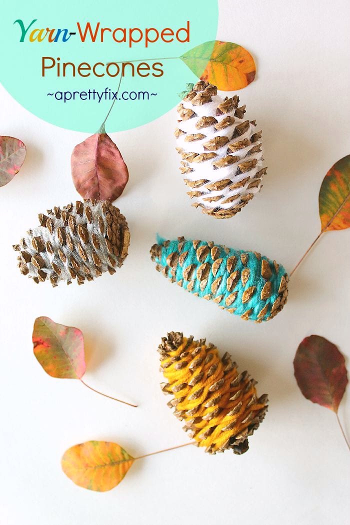 Yarn-Wrapped Pinecones