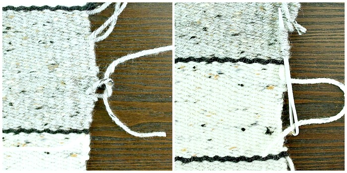 DIY Woven No-Sew Pillow - tie or weave in loose yarn threads.