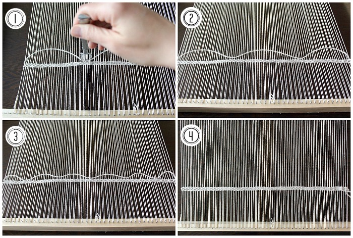 DIY woven no-sew pillow - fork.