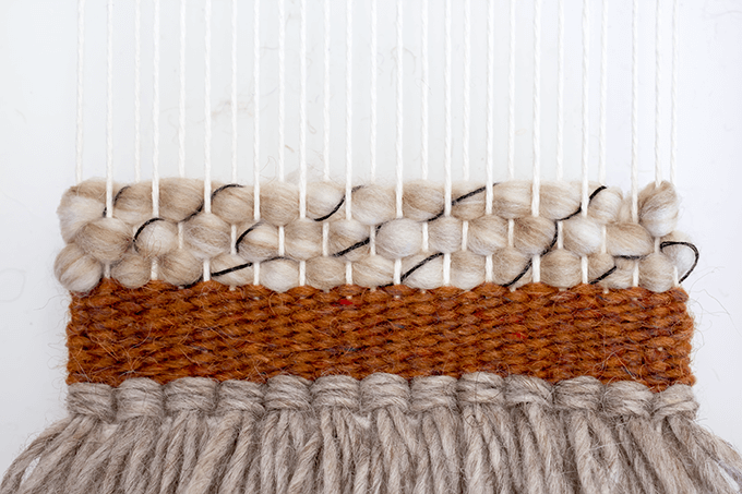 Weave up the warp using tabby weave.