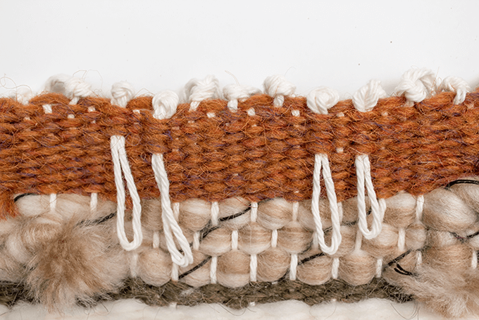 Weave 4 loops into back side of weaving.